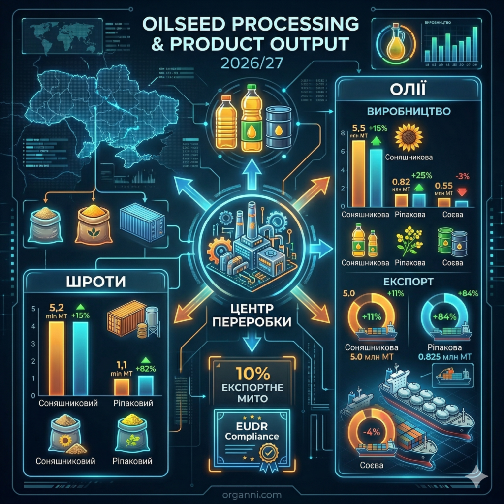 info 2 products Переробка, Олії та Шроти (Processing & Product Output)